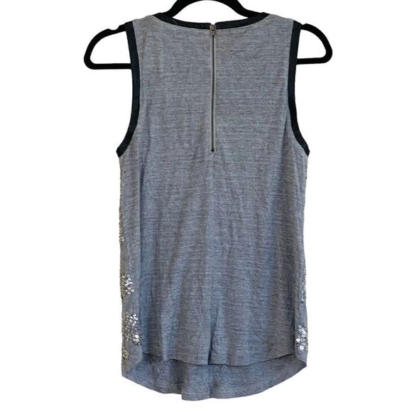 Line & Dot Silver Sequin Faux Leather Accent Tank Top Sz S - Picture 3 of 10